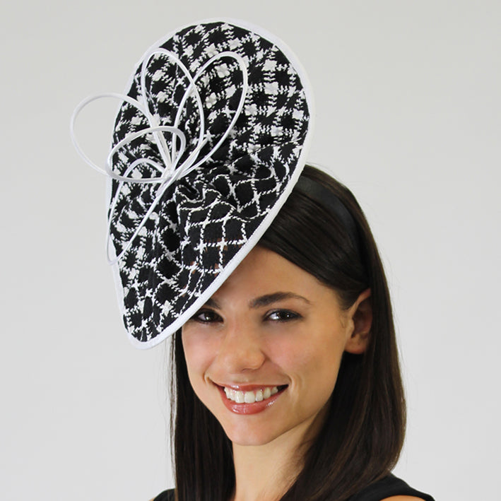 Jendi Black and White Fascinator with White Quills
