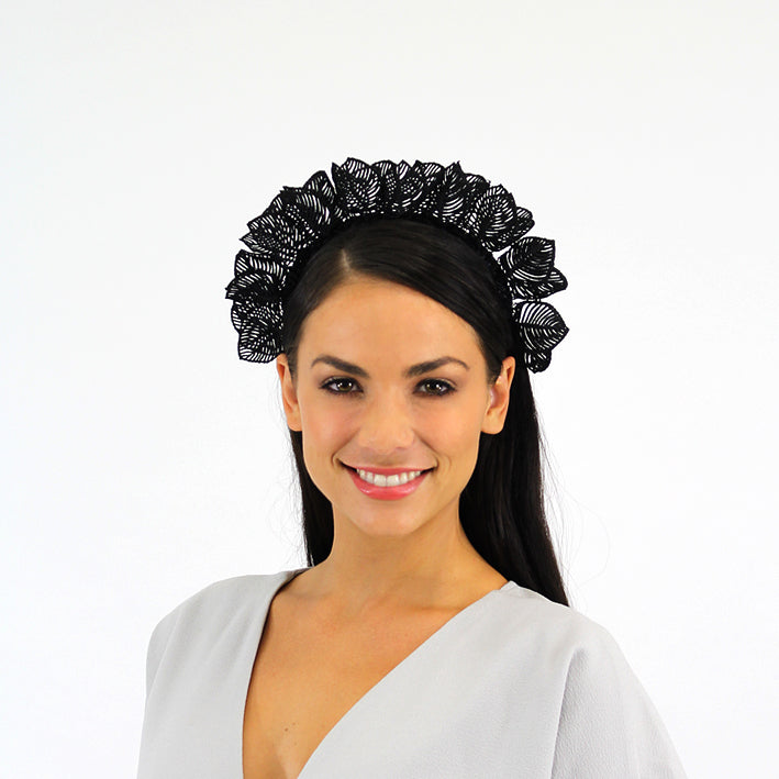 Jendi Black Lace Crown on a Headband