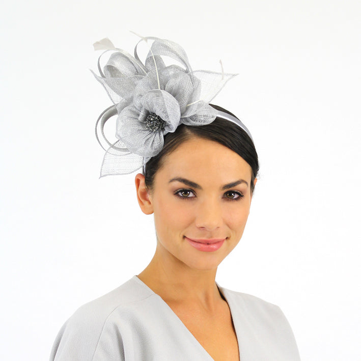 Jendi Mist Sinamay Fascinator with Sinamay Loops and a Sparkly Centre