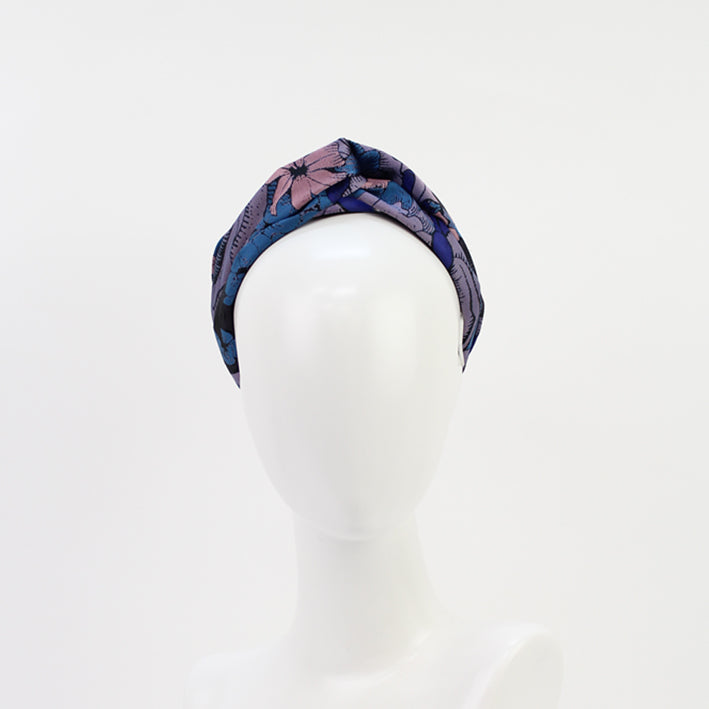 Jendi  Areley Turban Headband in Purple Flowers