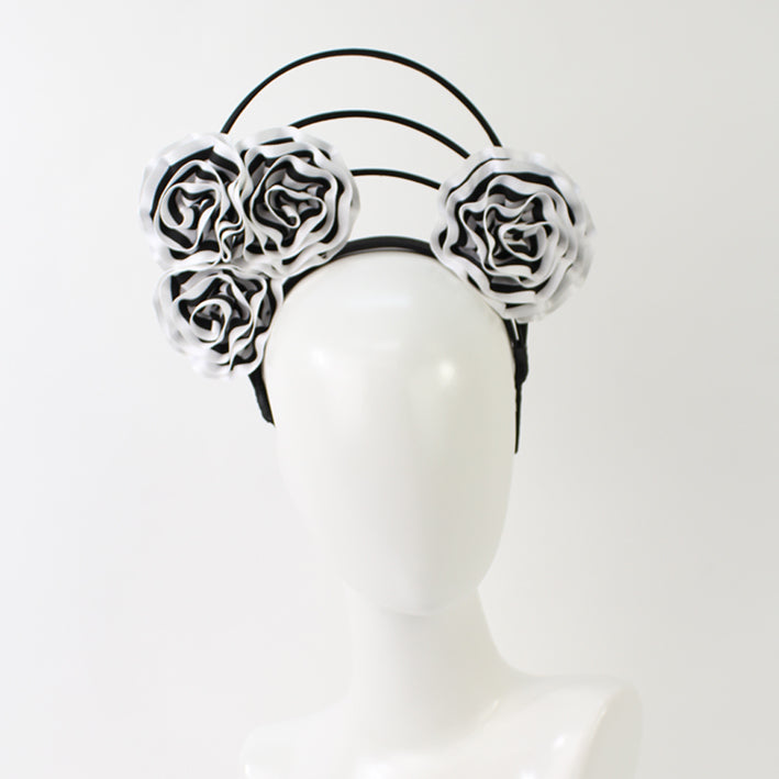 Jendi Black & White Flower Arches Fascinator on a Headband