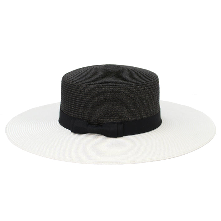Jendi Oaklee Boater Hat in Black and White