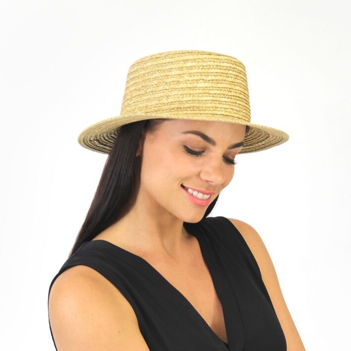 Jendi Amia Boater Hat in Natural Braid