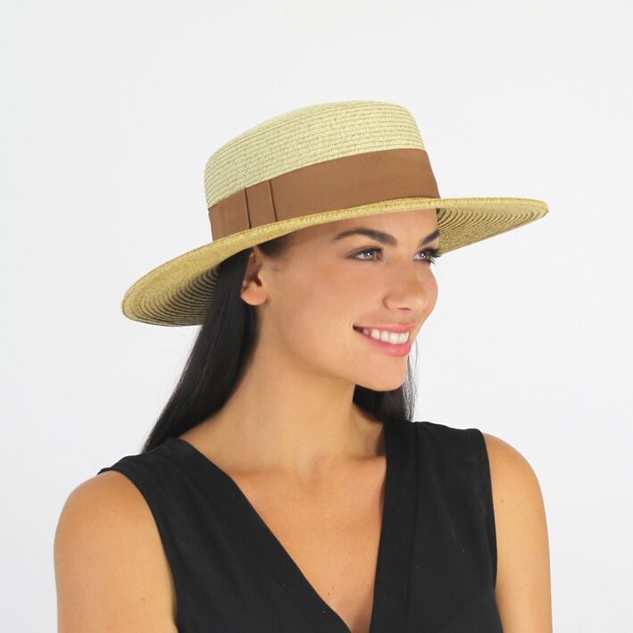 Jendi Giana Boater Hat in 2 Tone Natural