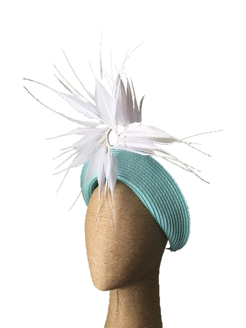 Claire Hahn Jamie Halo in Baby Blue with White Feather Detail