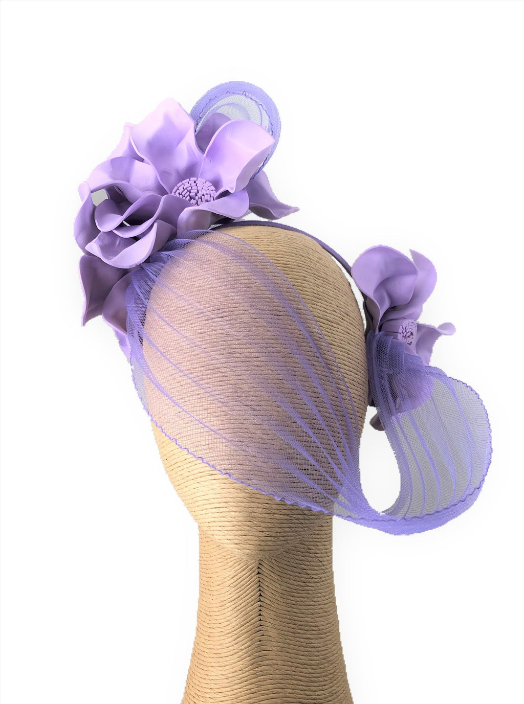 Claire Hahn Crinoline Mask Headpiece in Lavender