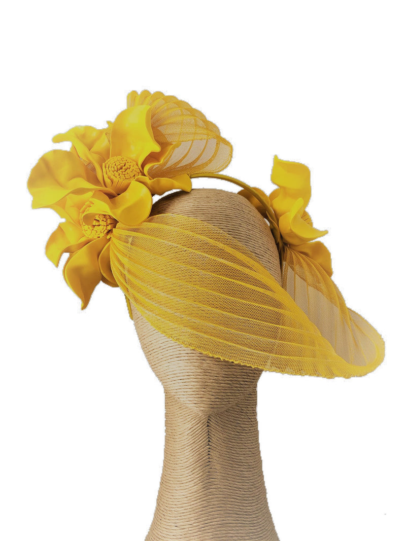 Claire Hahn Crinoline Mask Headpiece in Yellow
