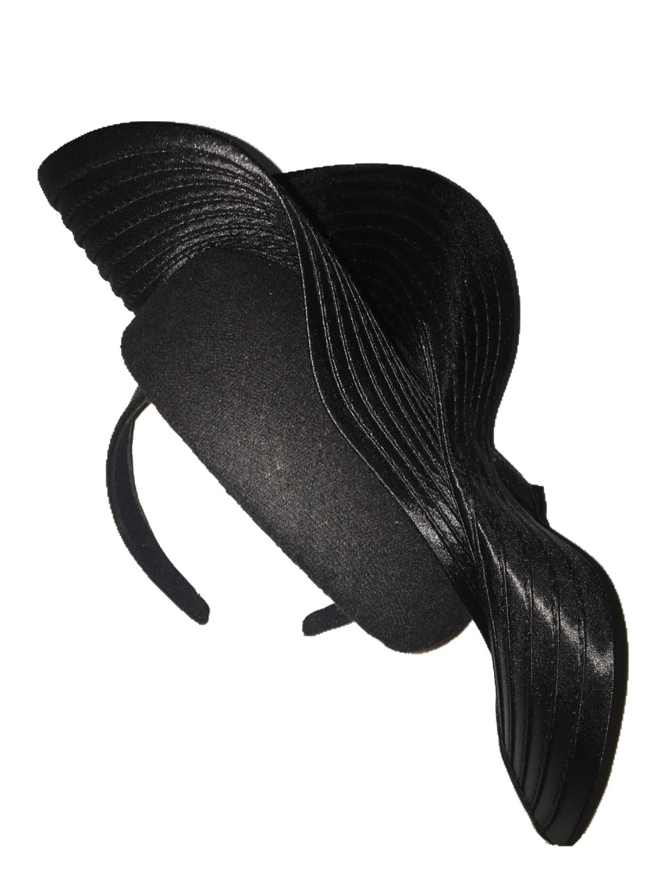 The Fillies Collection Black Felt Hat with a Structured Fold