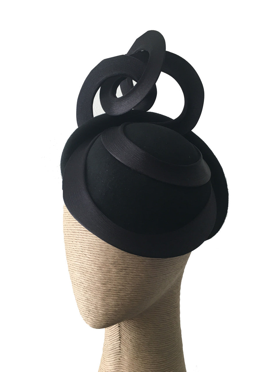 The Fillies Collection Black Felt Hat with Black Loops
