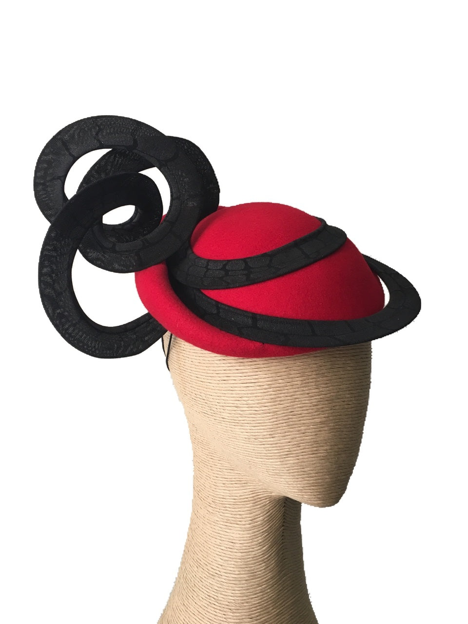 The Fillies Collection Red Felt Hat with Black Loops