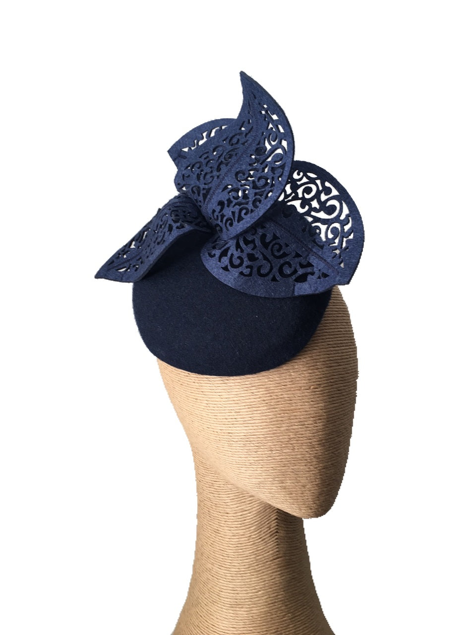 The Fillies Collection Navy Felt Hat with Cutout Leaves