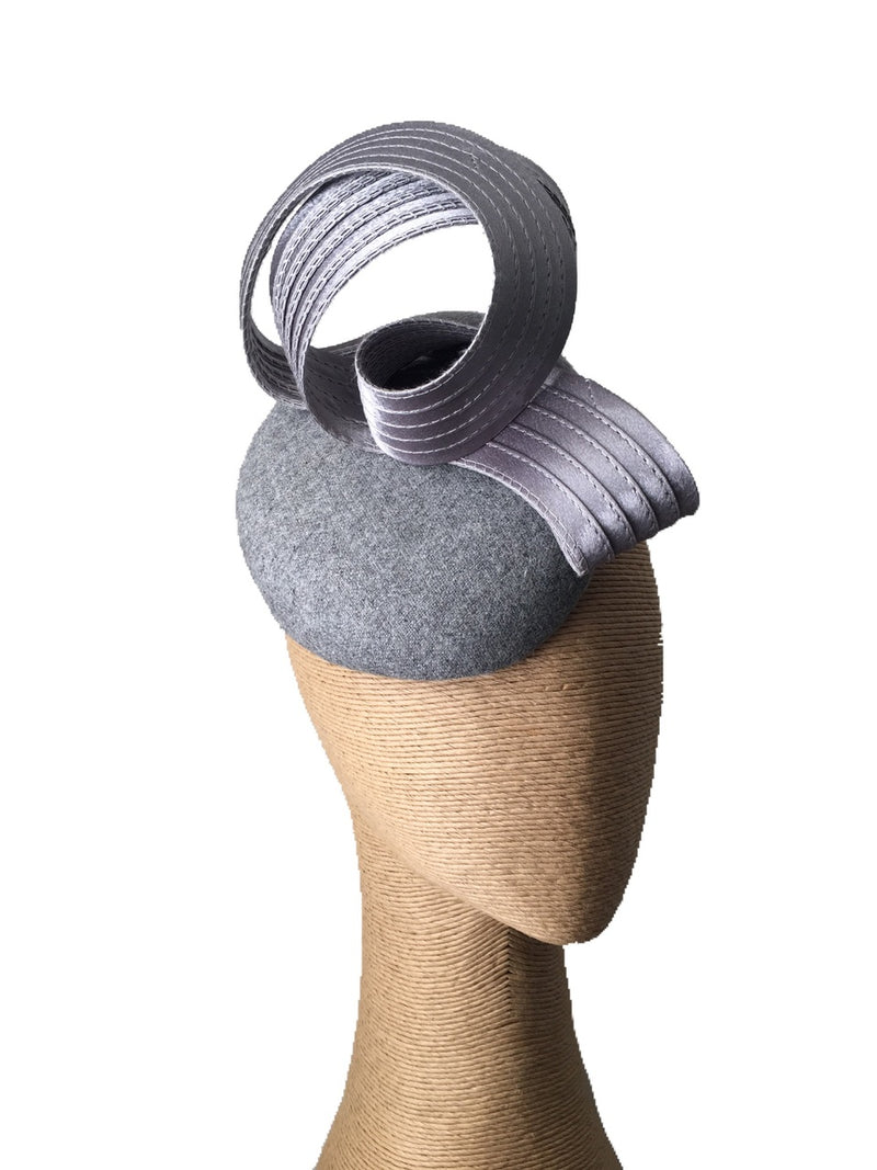 The Fillies Collection Felt Button Hat in Grey with Silver Loops