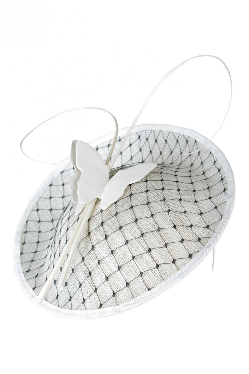 Morgan & Taylor Evelina White Fascinator with Butterfly