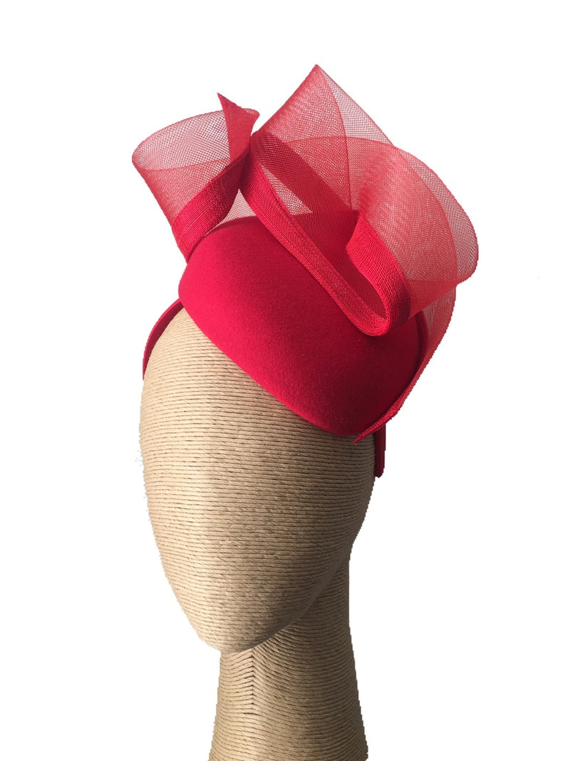 The Fillies Collection Kayla Felt Hat with Mesh Loops in Red