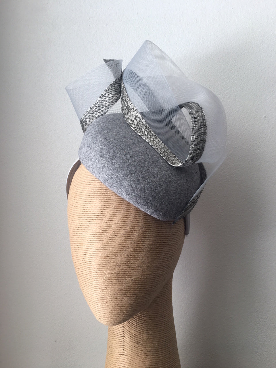 The Fillies Collection Kayla Felt Hat with Mesh Loops in Silver
