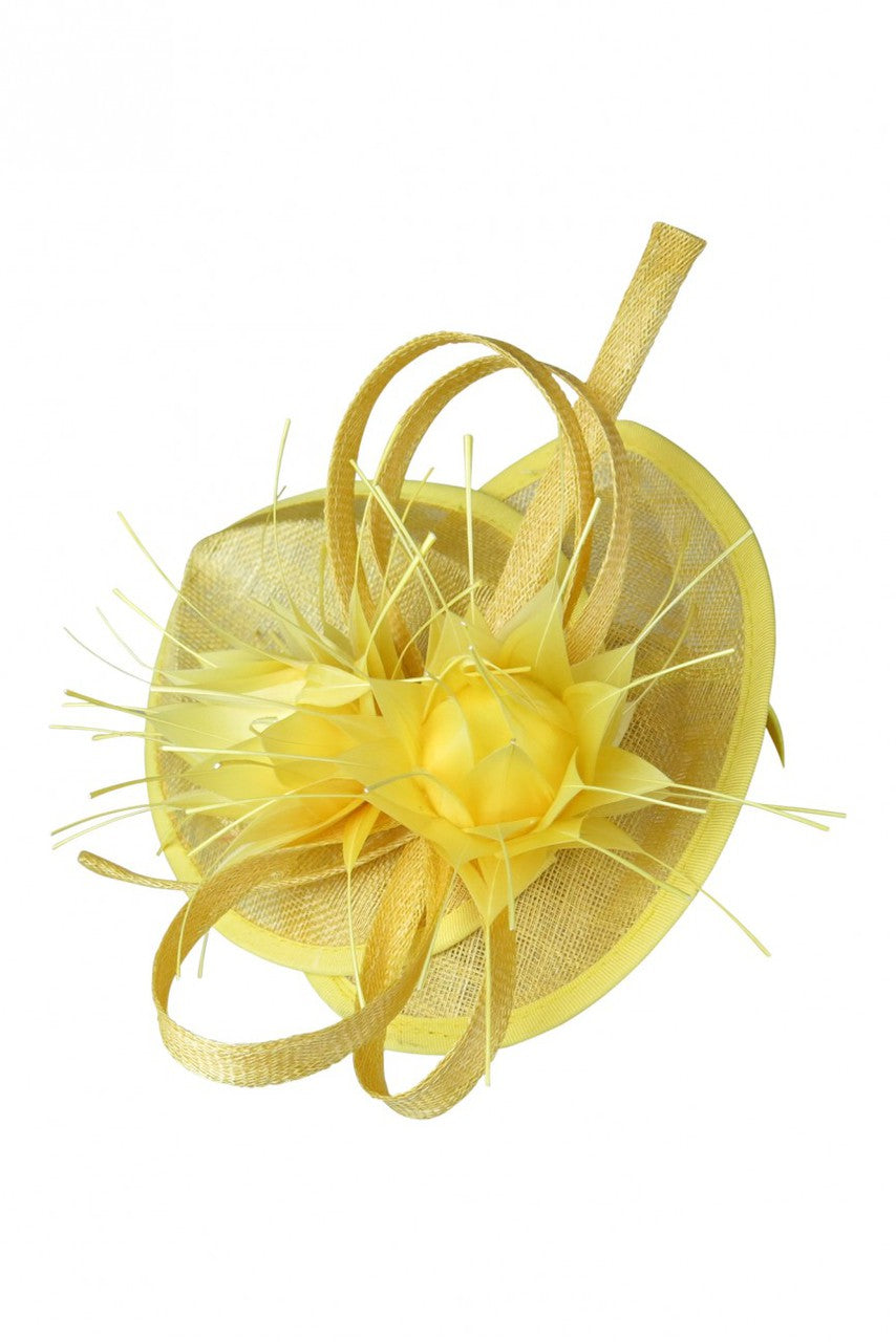 Morgan & Taylor Mika Fascinator with Spiky Feather Flowers in Yellow