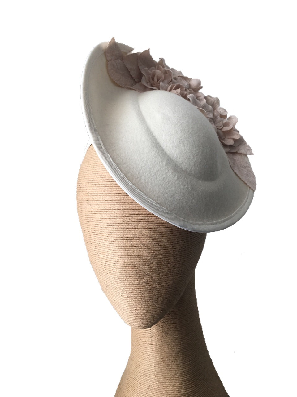 The Fillies Collection Pria Side Felt Hat in Cream with Beige Flowers