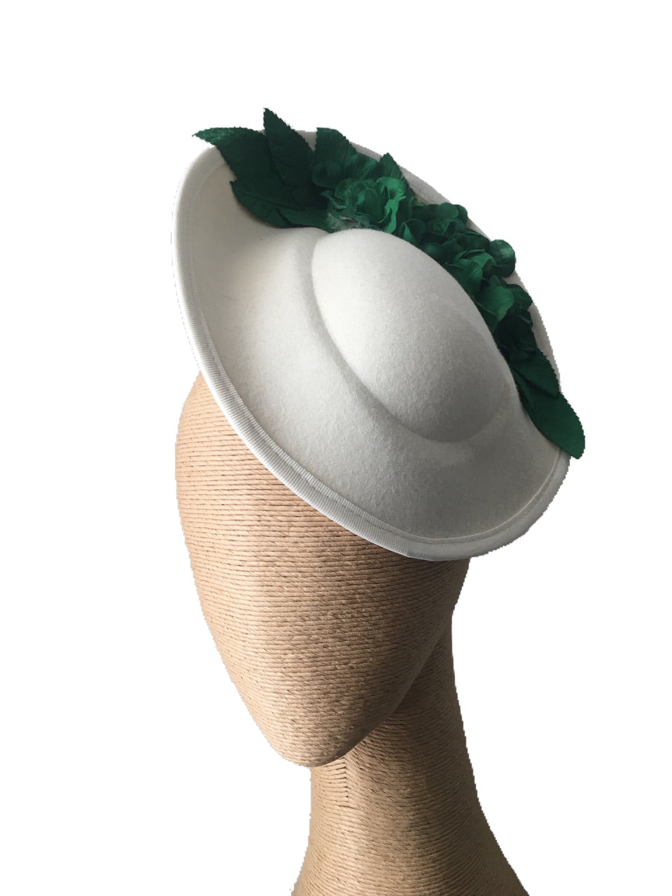 The Fillies Collection Pria Side Felt Hat in Cream with Green Flowers