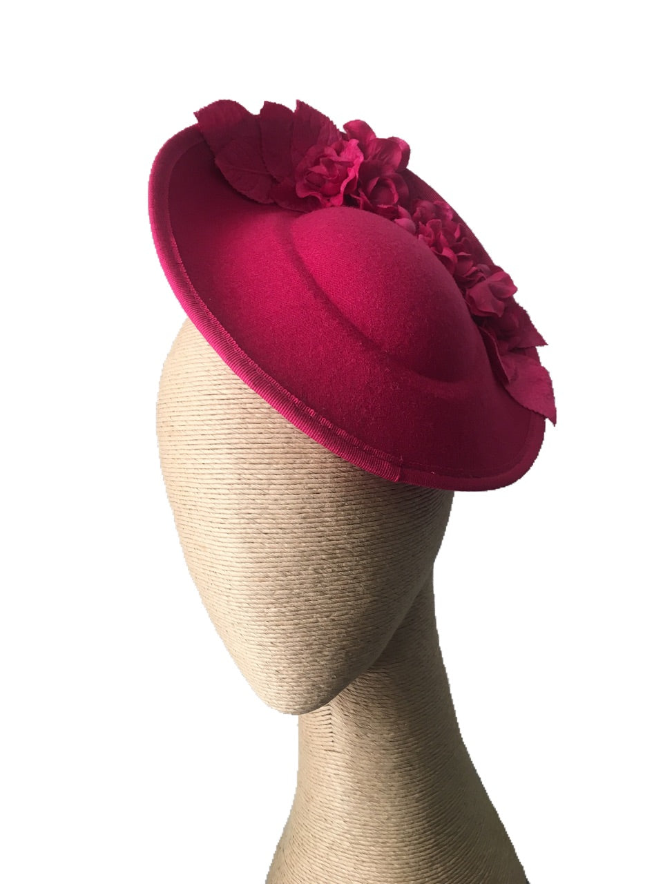 The Fillies Collection Pria Side Felt Hat in Fuchsia with Fuchsia Flowers