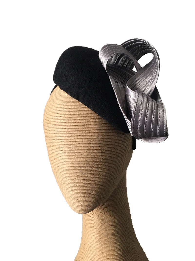 The Fillies Collection Miranda Felt Hat in Black with Silver Loops