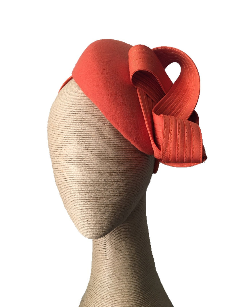 The Fillies Collection Miranda Felt Hat in Orange with Loops