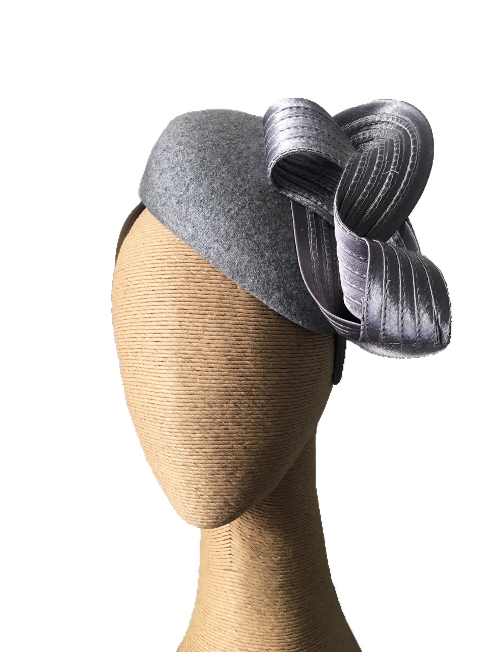 The Fillies Collection Miranda Felt Hat in Silver with Silver Loops