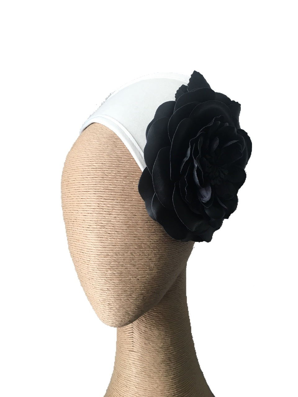 The Fillies Collection Felt Headpiece in Cream with Black Flower