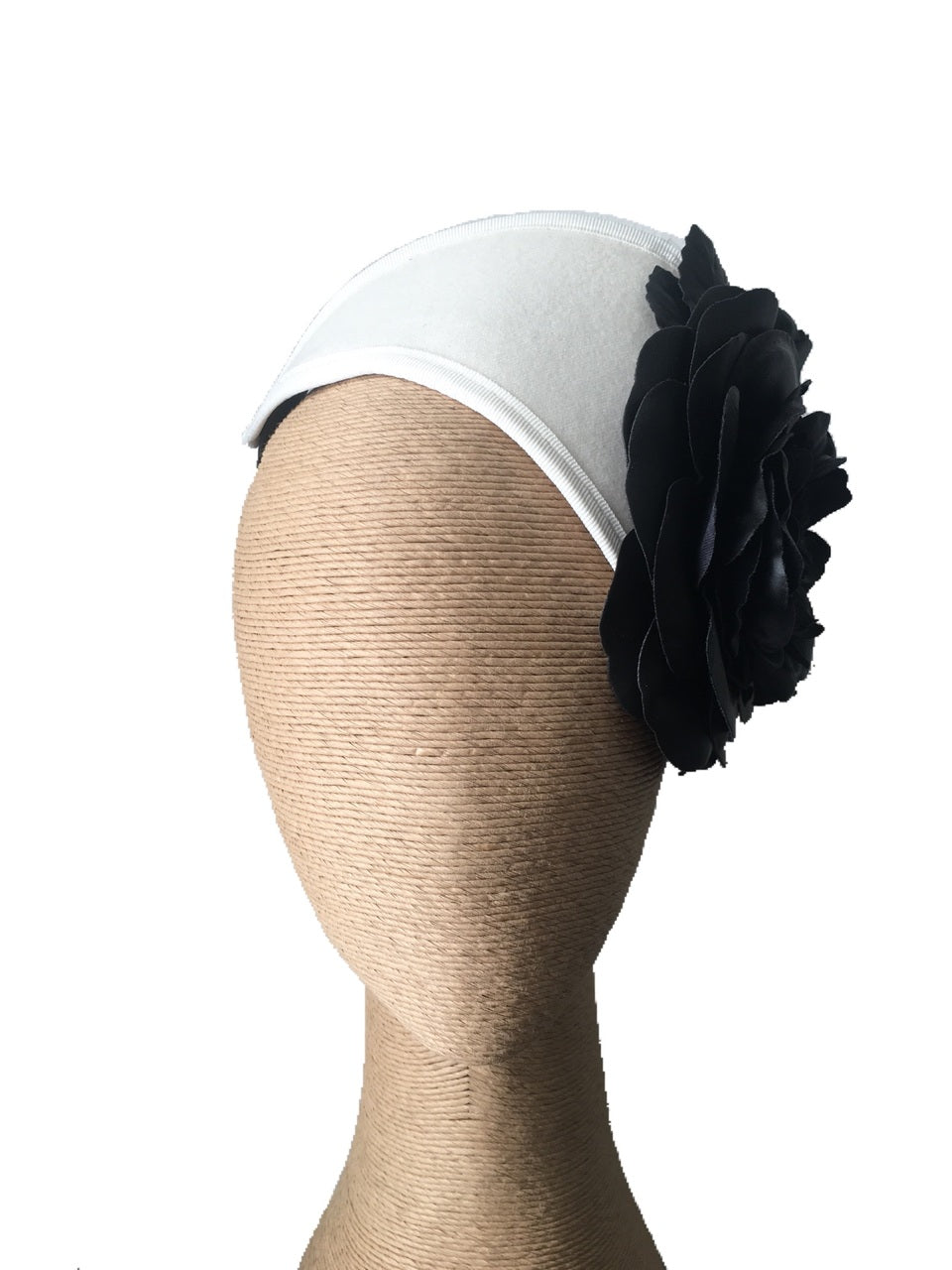 The Fillies Collection Felt Headpiece in Cream with Black Flower