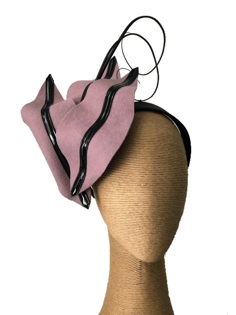 The Fillies Collection Sophie Felt Headpiece in Dusty Pink & Black