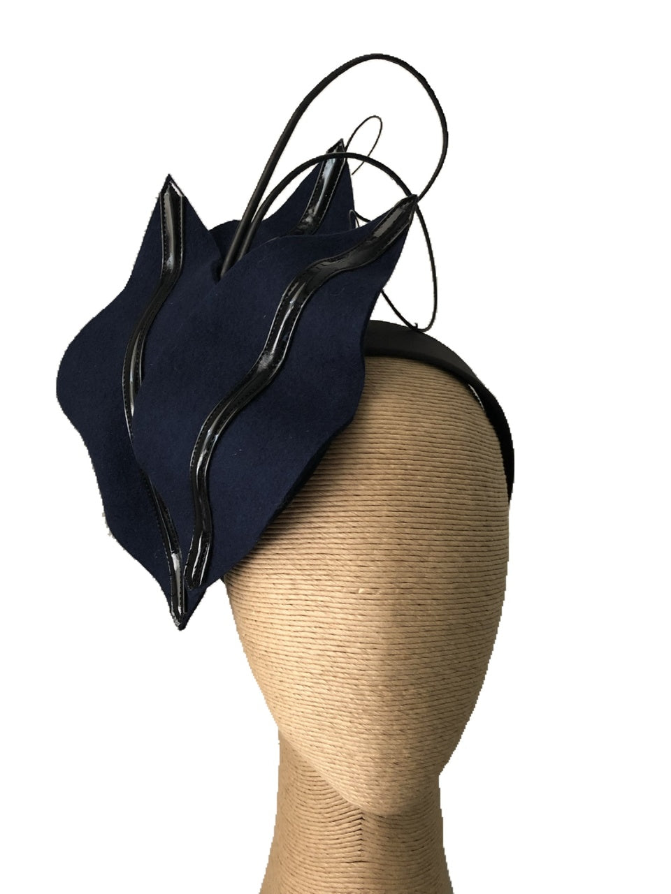 The Fillies Collection Sophie Felt Headpiece in Navy & Black