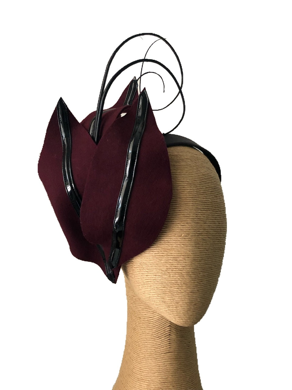 The Fillies Collection Sophie Felt Headpiece in Wine & Black