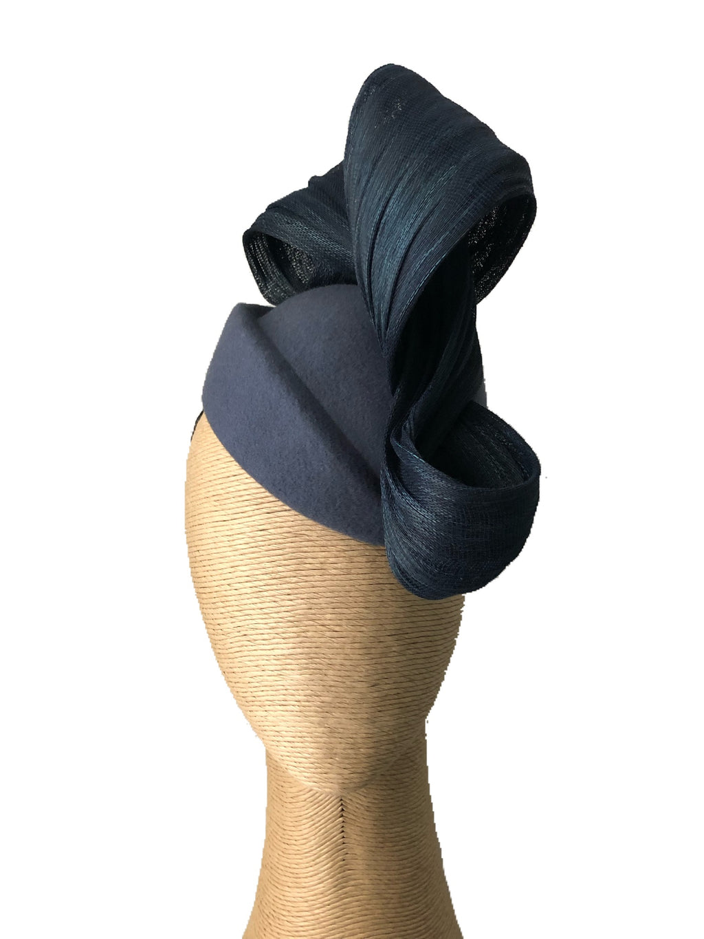 The Fillies Collection Alina Grey Felt Hat with a Navy Loop