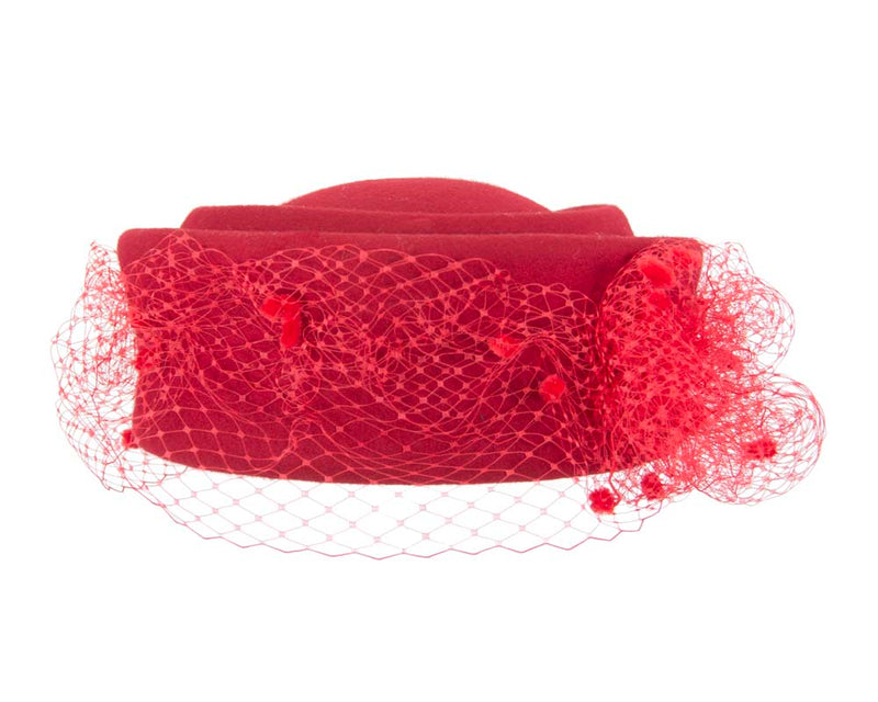 The Fillies Collection Eliza Red Felt Hat with Netting