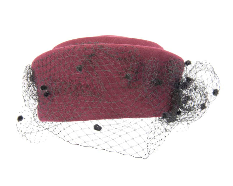 The Fillies Collection Eliza Wine Felt Hat with Netting