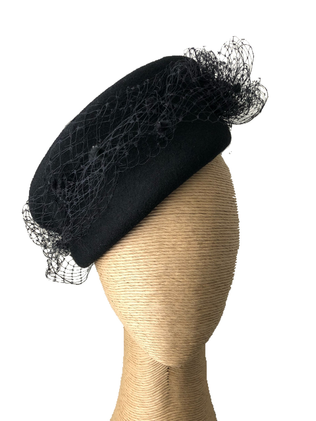 The Fillies Collection Eliza Black Felt Hat with Netting