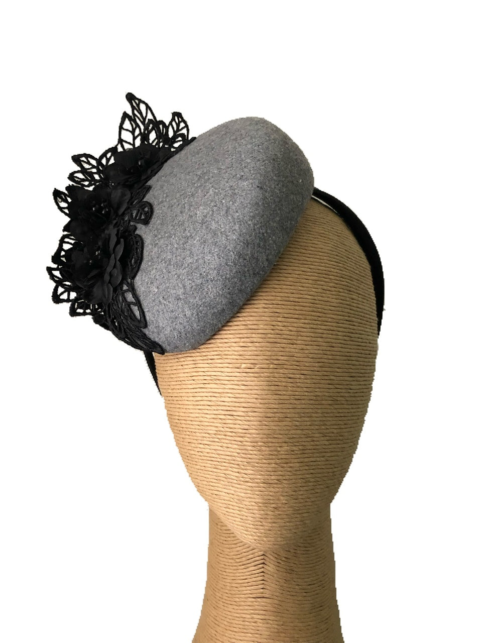 The Fillies Collection Rachael Silver Hat with Black Lace Detail