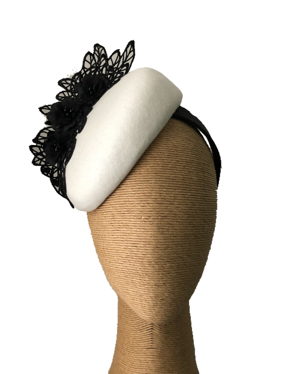 The Fillies Collection Rachael White Hat with Black Lace Detail