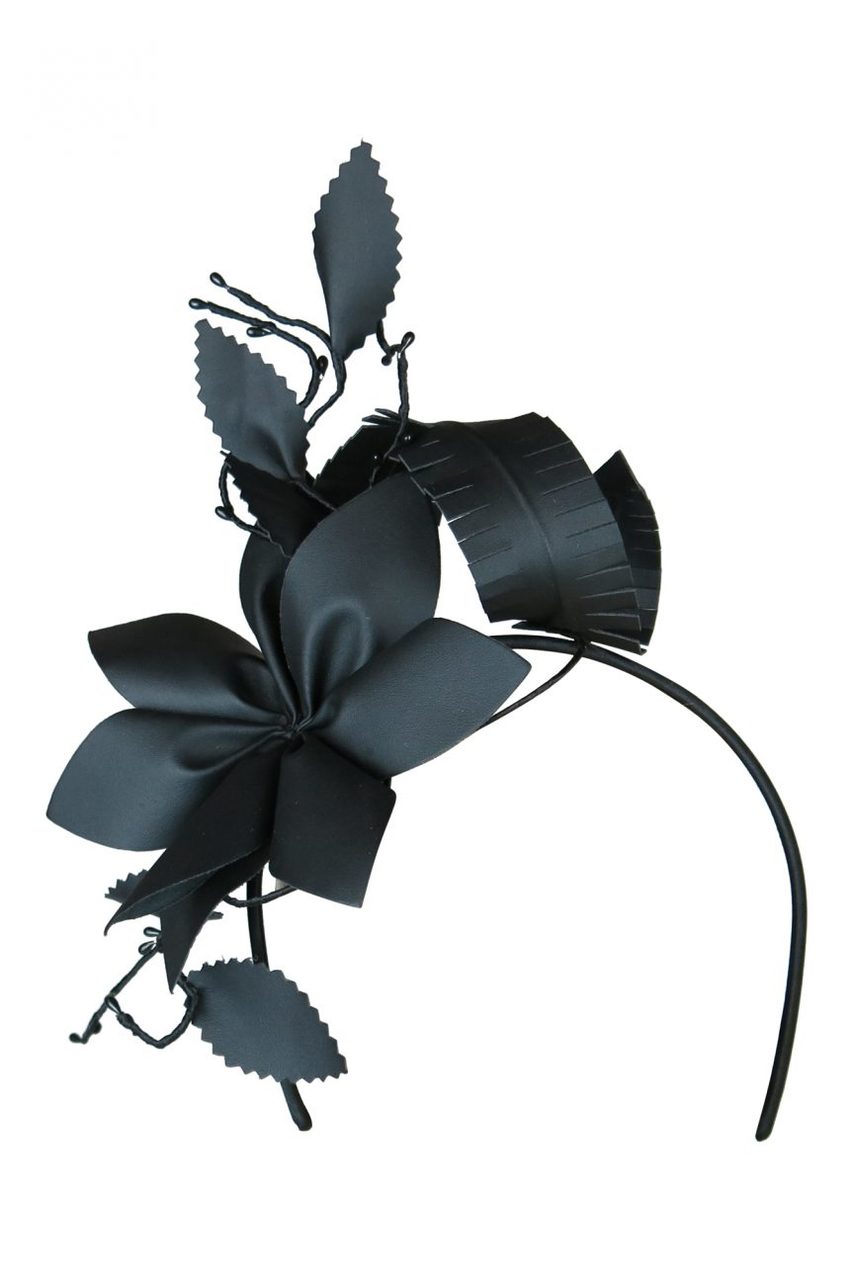 Morgan & Taylor Paris Flower and Leaf Fascinator in Black