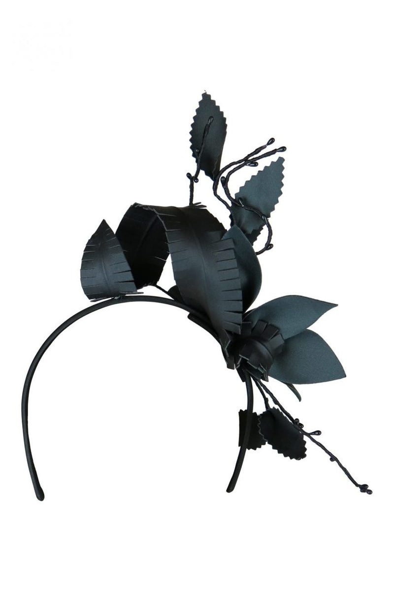 Morgan & Taylor Paris Flower and Leaf Fascinator in Black