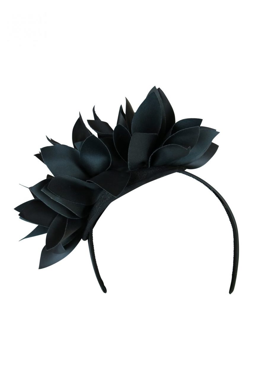 Morgan & Taylor Courtney Faux Leather Fascinator in Black
