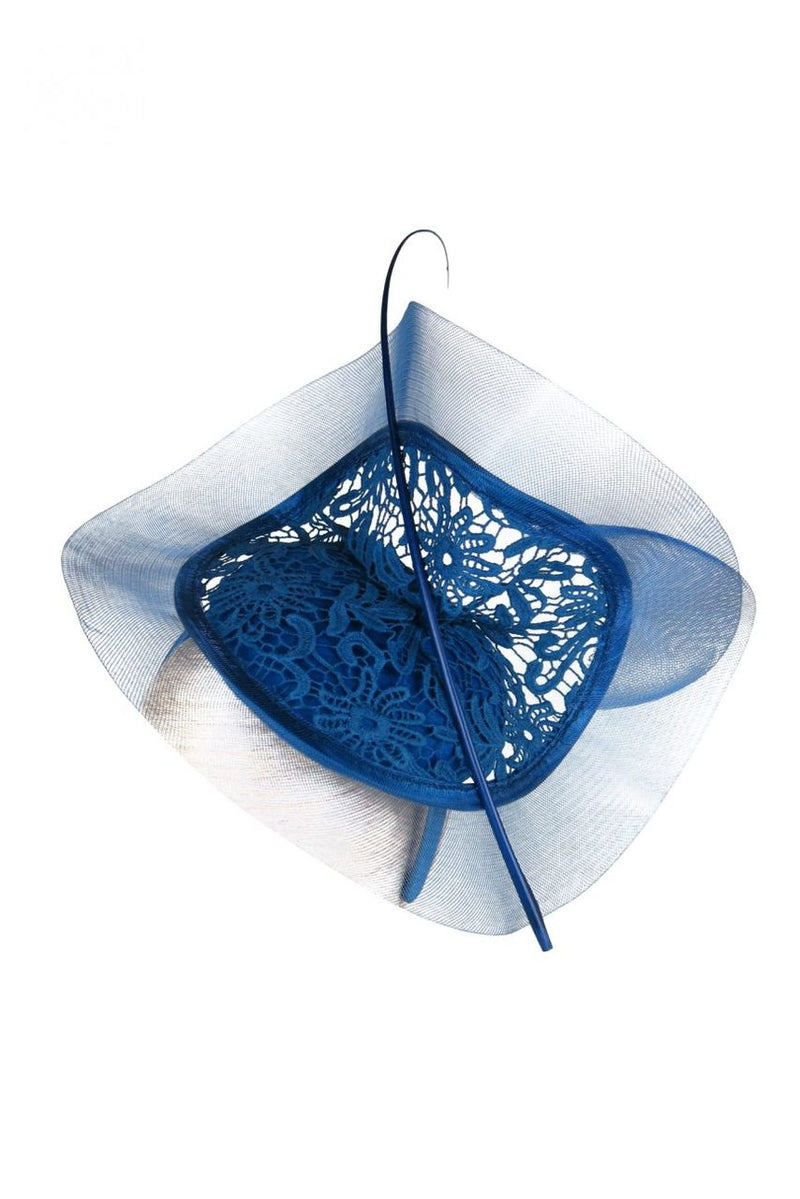 Morgan & Taylor Margo Felt Base Fascinator with Lace in Royal Blue