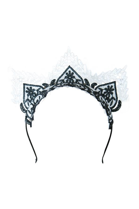 Morgan & Taylor Gracia Lace Crown in Black and White