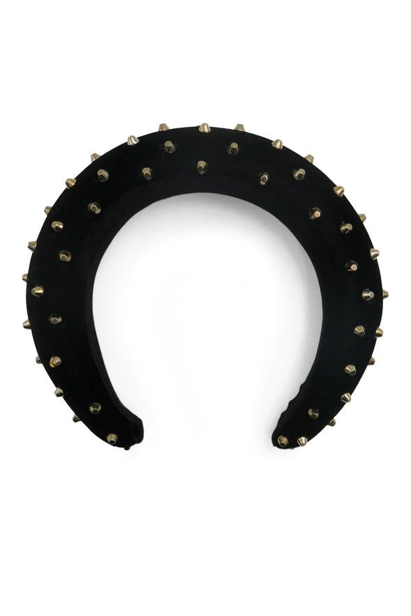 Morgan & Taylor Shayla Studded Velvet Headband in Black