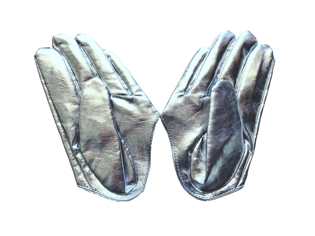 Get Racy Half Palm Gloves in Silver Shiny