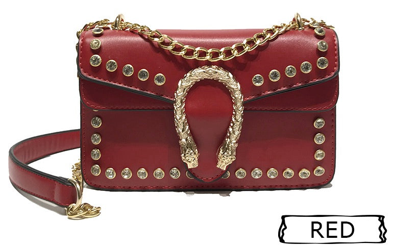 Get Racy Shoulder Bag in Red with Tiger Head Closure