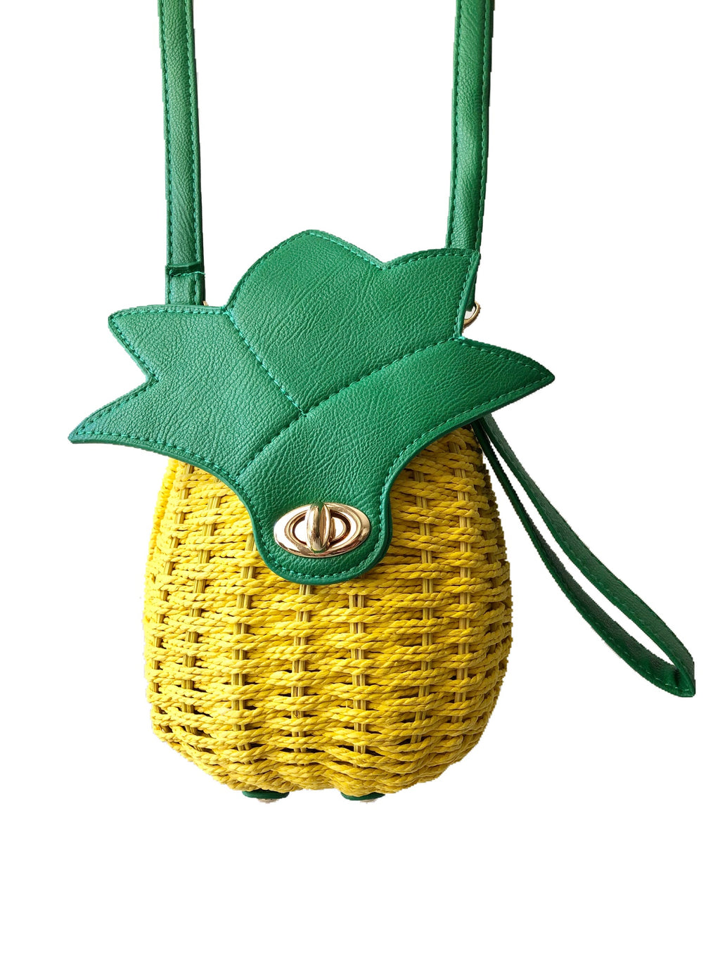 Get Racy Rattan Pineapple Bag in Yellow Green