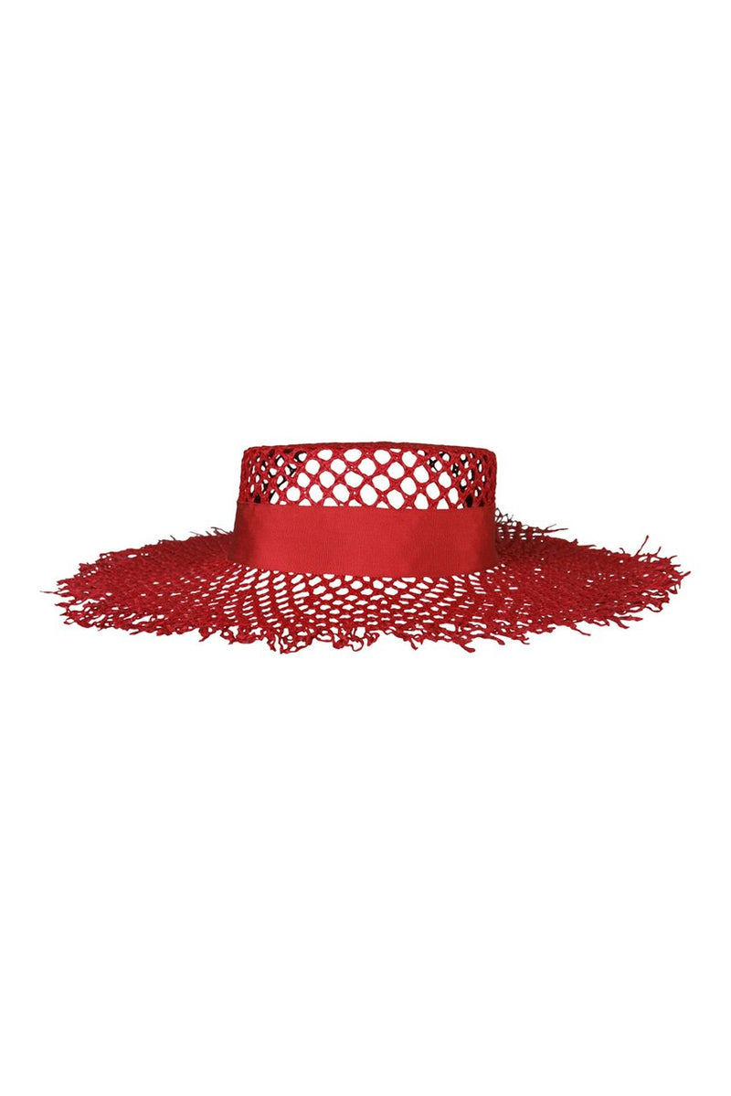 Morgan & Taylor Veronica Frayed Boater in Red