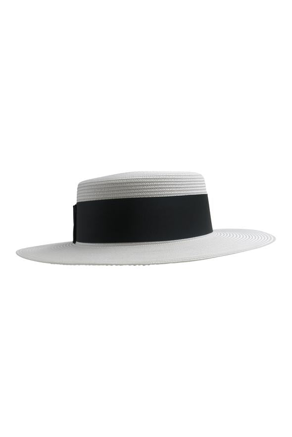 Morgan & Taylor Berkley Boater Hat in White Black