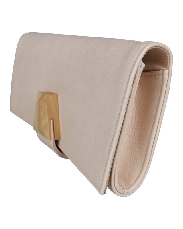 Morgan & Taylor Monique Clutch in Rose Cream with Wood Look Clasp