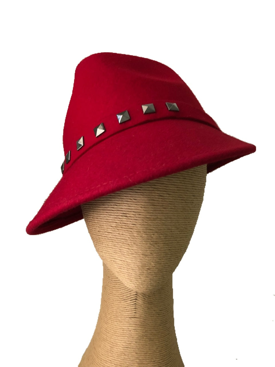 Max Alexander Charlie Red Felt Hat with Studs